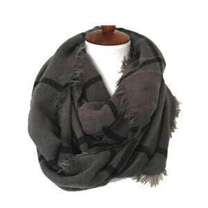 NWT Octavia Dustin Gray Window Pane Plaid Knit Infinity Loop Scarf OS One Size